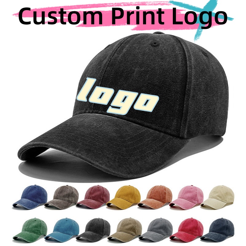 Street Fashion Hats - Customized Printed Logo Vintage Distressed Washed
