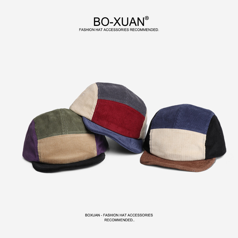Corduroy Cap 5 Panel - Retro Short-brimmed Corduroy Baseball Caps Customizable