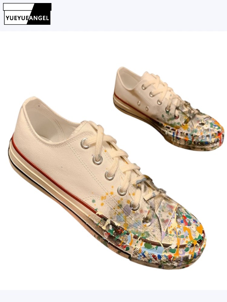 Street Fashion Women - Womens Spring New Lace-Up Painted Low