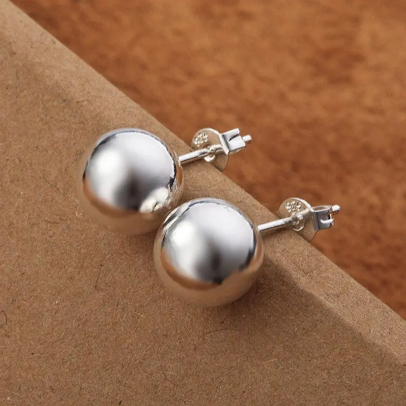 925 Sterling Silver classic 8m - Street Fashion Earrings 评论和价格