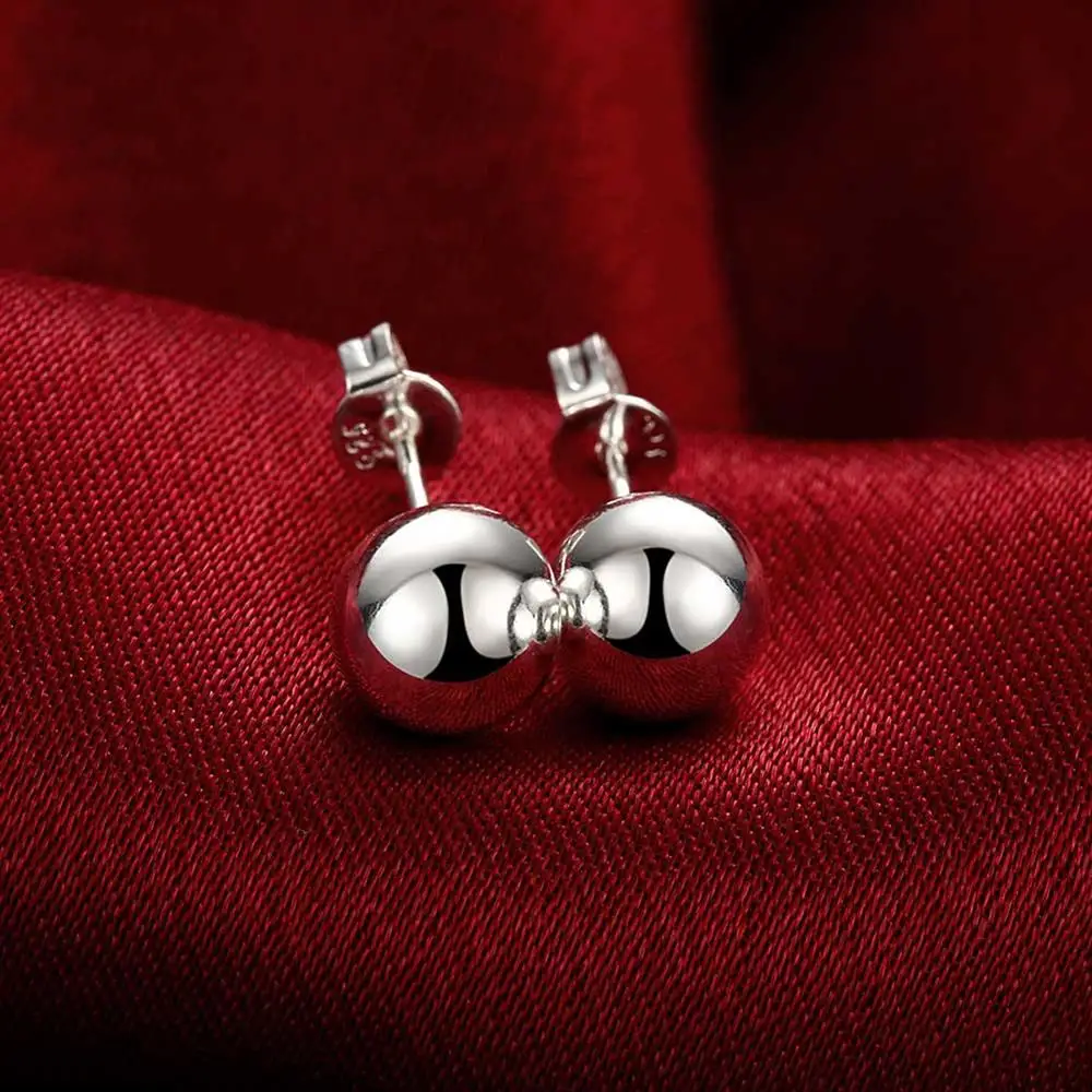 925 Sterling Silver classic 8m - Street Fashion Earrings 评论和价格