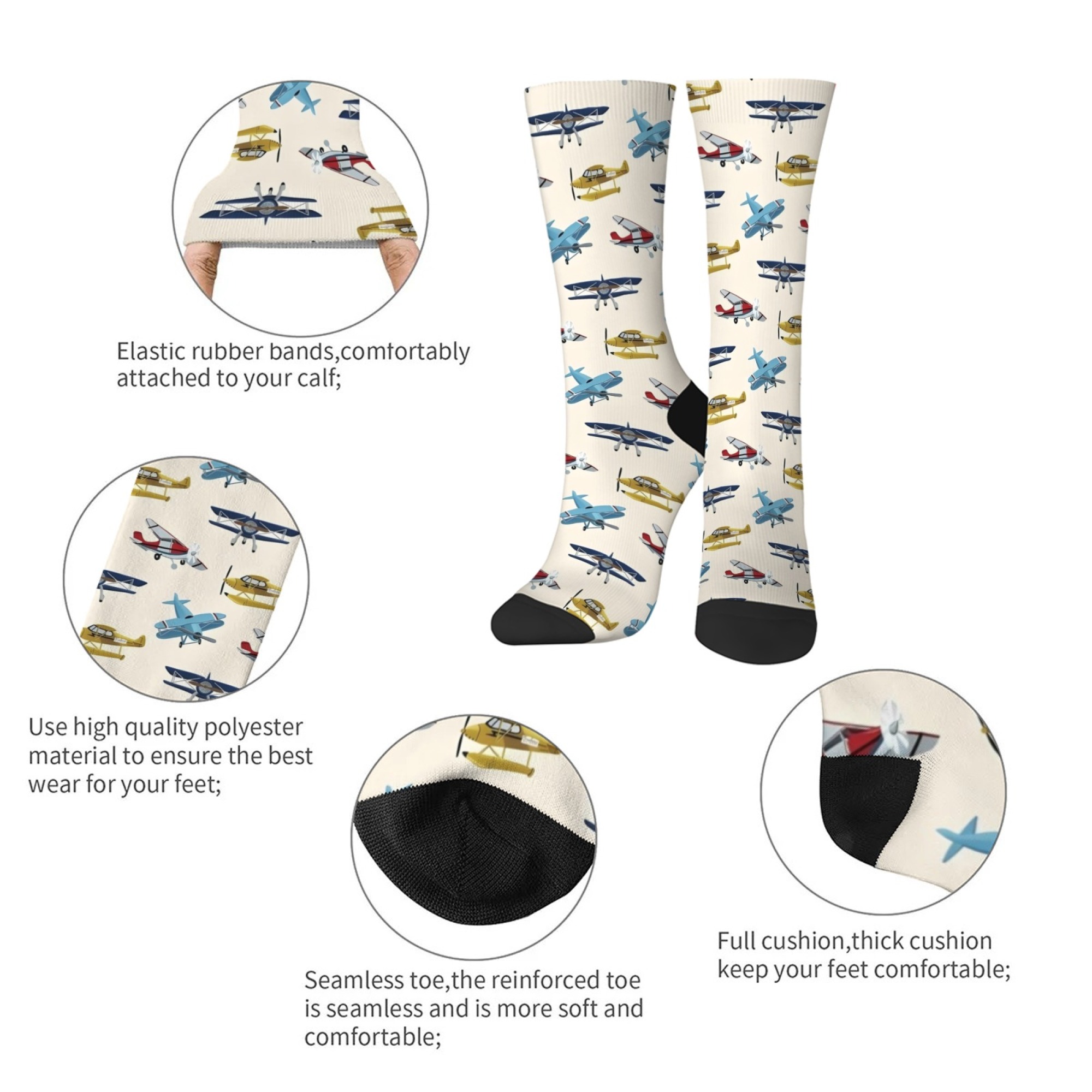 Nostalgic airplane men's socks - Street Fashion Style Youtube 评论和价格