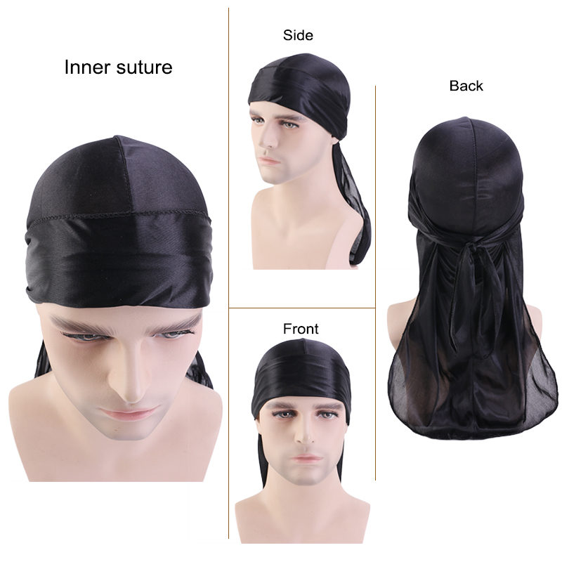 3PCS/LOT Long Durag Silk Satin - Street Fashion Hats 评论和价格