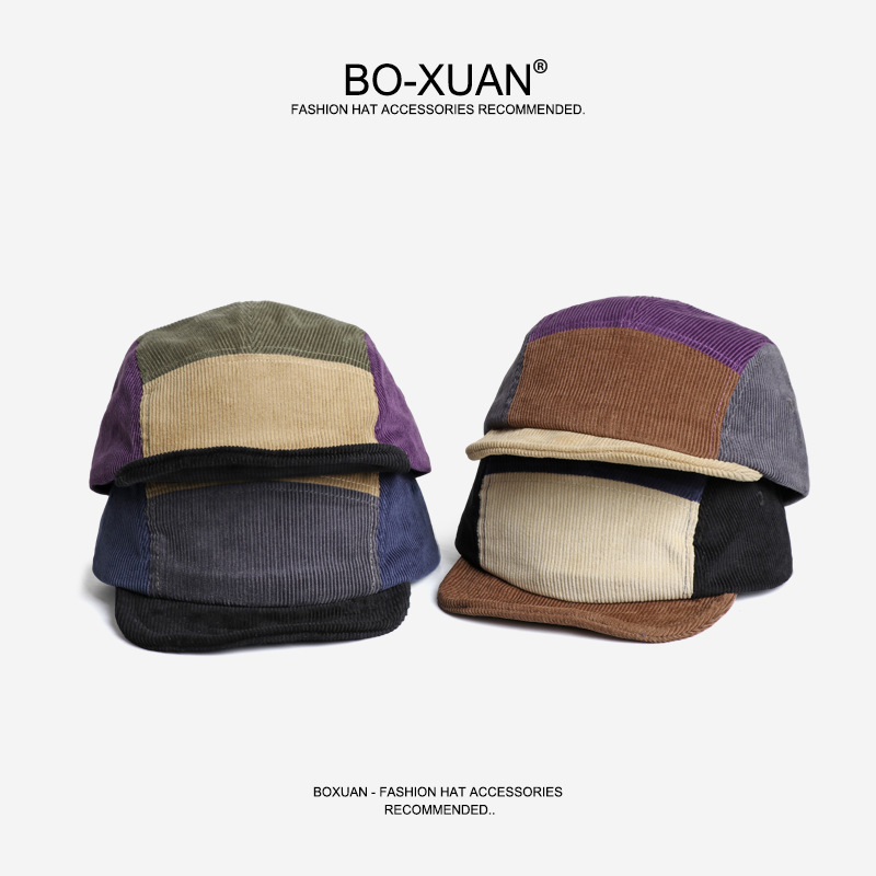 Retro Short-brimmed Corduroy B - Corduroy Cap 5 Panel 评论和价格