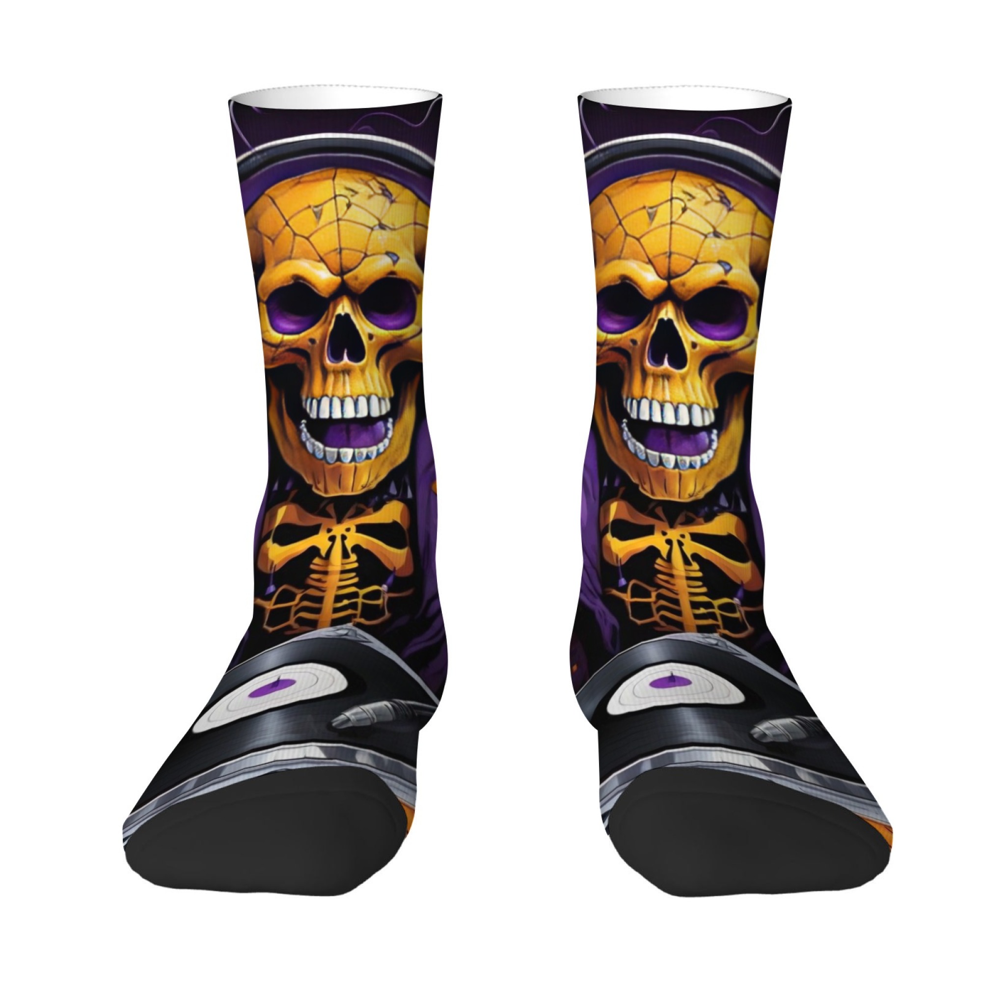 Gothic Skull Print Men's Socks - Street Fashion Style Youtube 评论和价格
