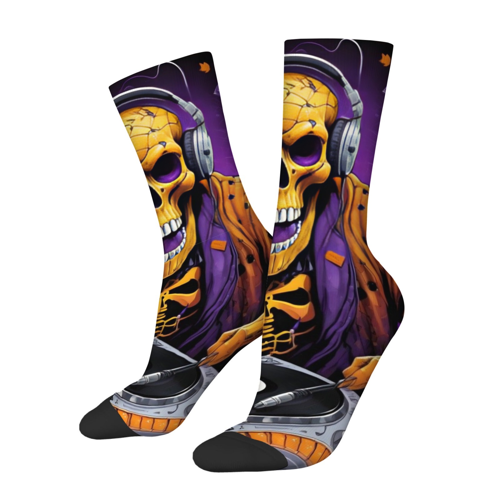 Gothic Skull Print Men's Socks - Street Fashion Style Youtube 评论和价格