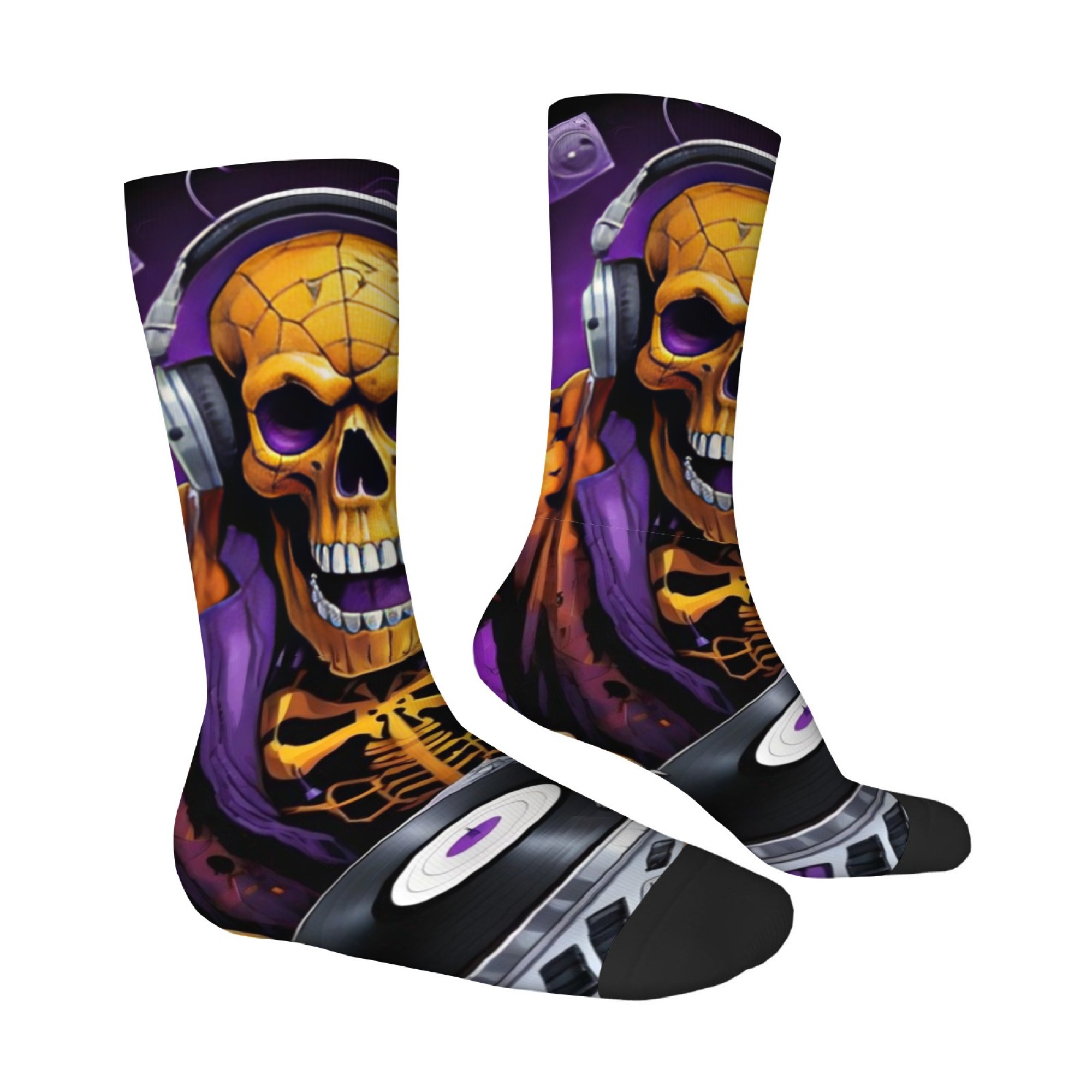 Gothic Skull Print Men's Socks - Street Fashion Style Youtube 评论和价格