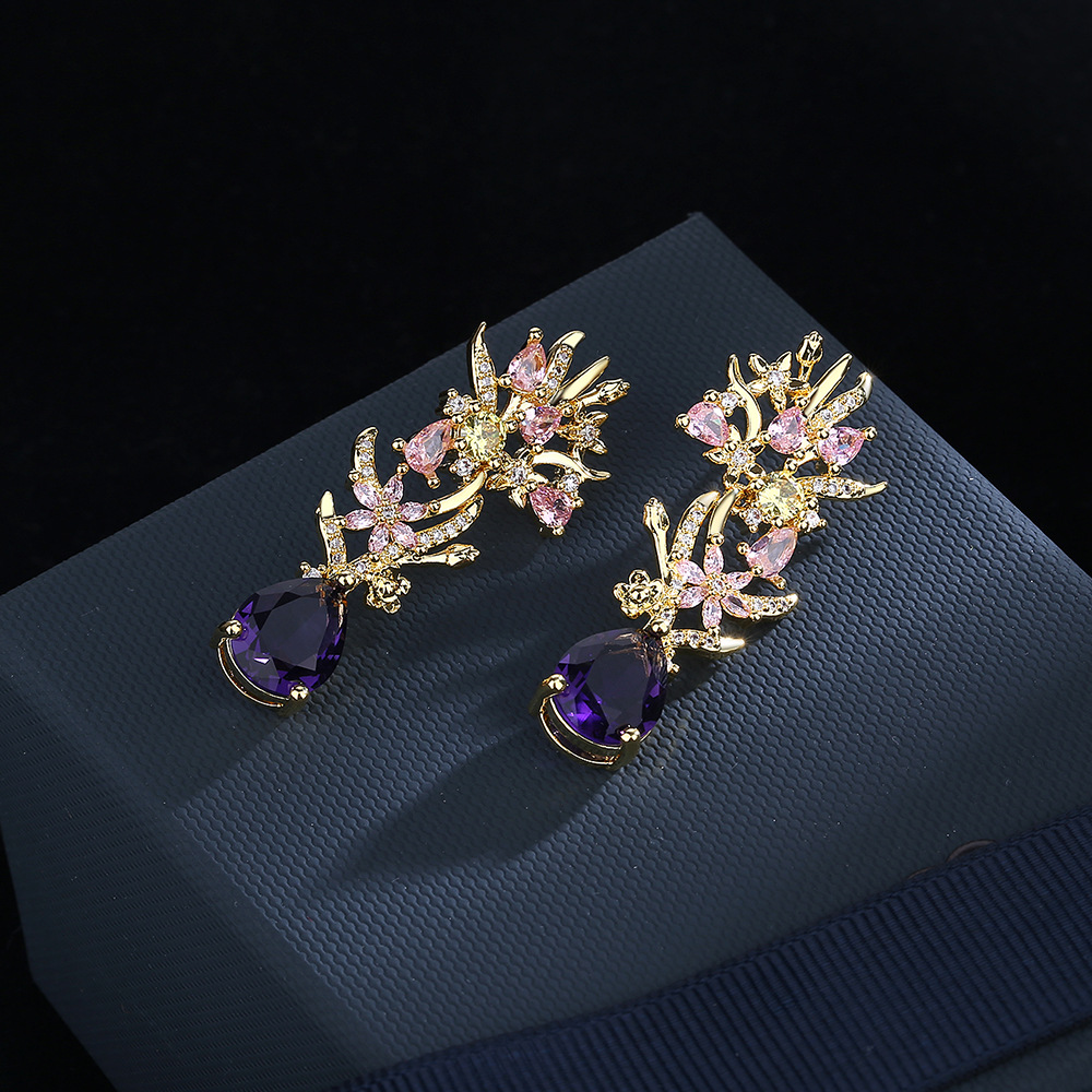 Exaggerated atmosphere zircon  - Street Fashion Earrings 评论和价格