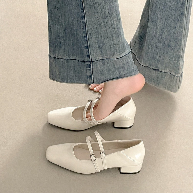 Square Toe Low Heel Women Silv - Street Fashion Women 评论和价格